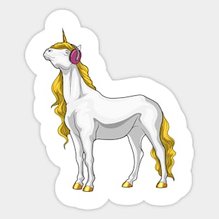 Unicorn Musician Headphone Music Sticker